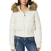 Gihuo Womens Cropped Puffer Jacket Winter Warm Quilted Jacket Short Faux Fur Trim Hooded Puffer Coat