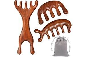 YUX-DTDSU 3 Pcs Wooden Scalp Massager with Storage Bag, Anti-Static Sandalwood Massage Comb, Wide Tooth Comb, Head Massager S