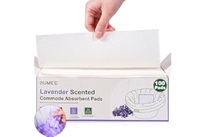 OUMEE 100 PCS Lavender Scented Commode Liner Pads for Bedside Commode Bucket, Commode Pads with Absorbent Gel, Potty Liner Pads for Adults Seniors Portable Toilet Pad Bedpans