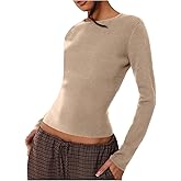 SOLY HUX Women's Long Sleeve Sweater Crew Neck Knitted Slim Fitted Pullover Fall Jumper Tops