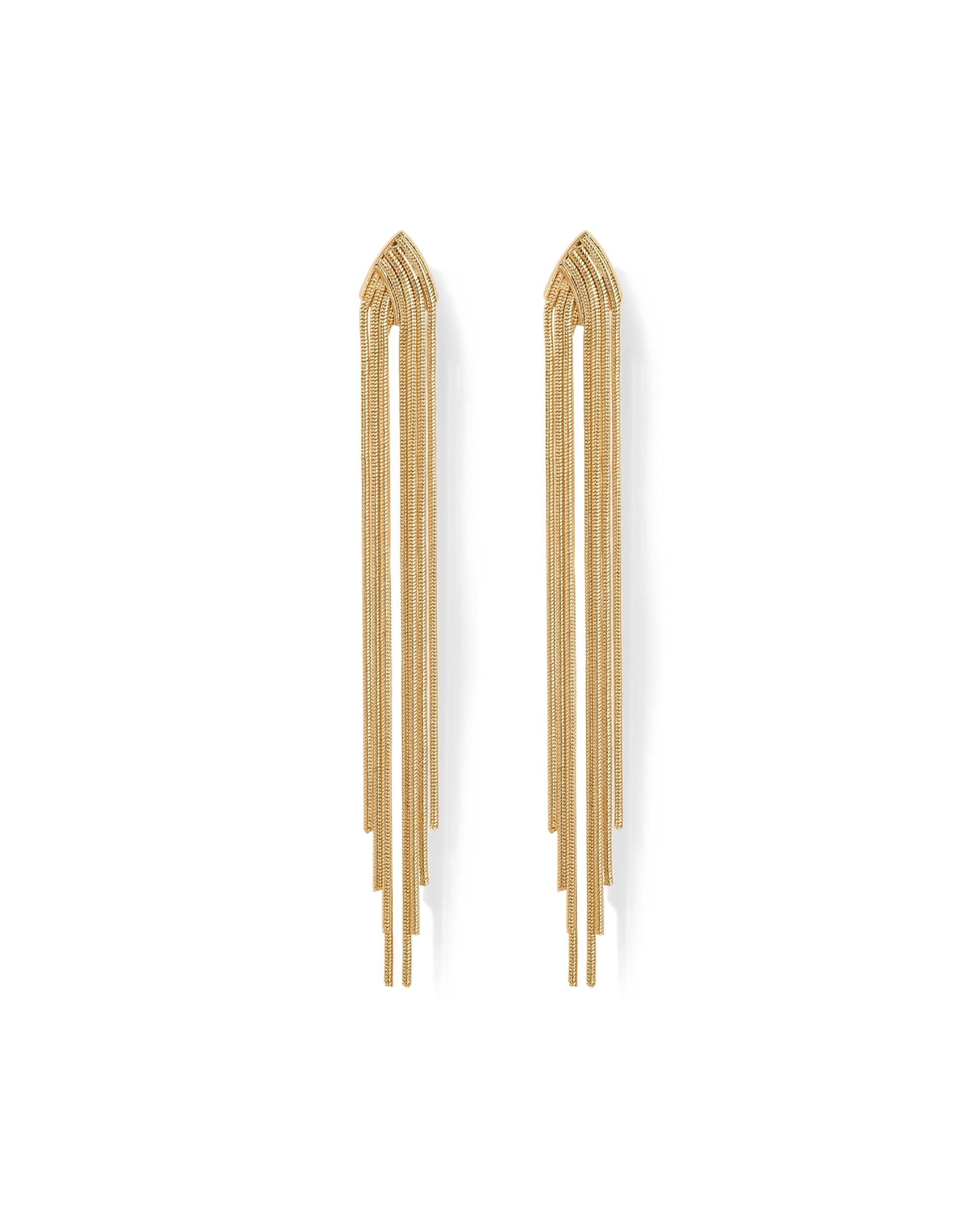 Photo 1 of PAVOI 14K Gold Plated Long Tassel Dangle Earrings for Women | Elegant Rhinestone Chain Chandelier Drop Earrings | Statement Jewelry (Arch, Yellow Gold)