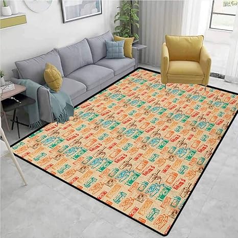 Amazon Com Area Rugs Vintage Print Retro Camera Radio Tv And