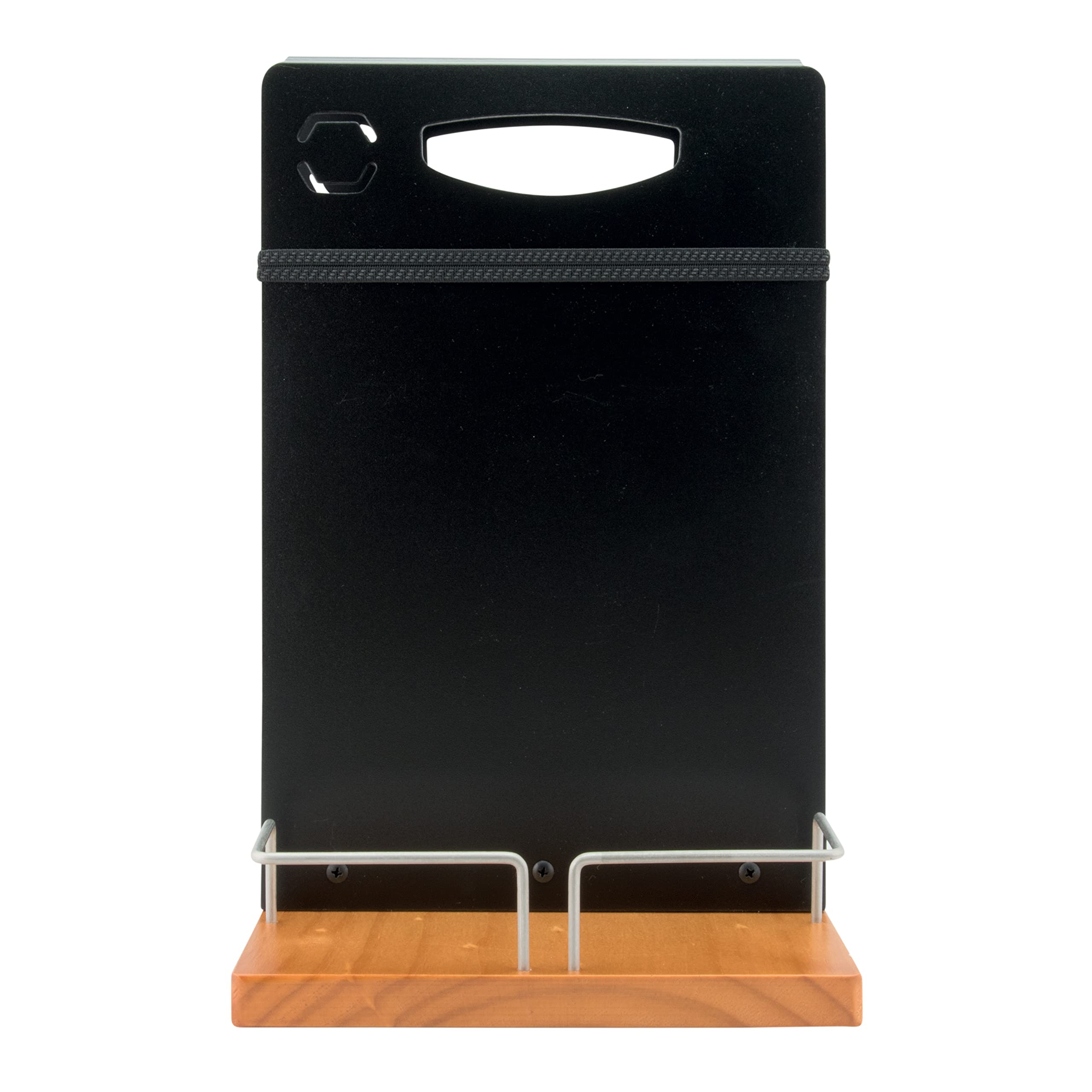 Securit Wooden Chalkboard Menu Holder, Double Sided Condiments Caddy with Blackboard & Extra POS Holder - Great for Cafes, Restaurants & Bars - 22x20cm