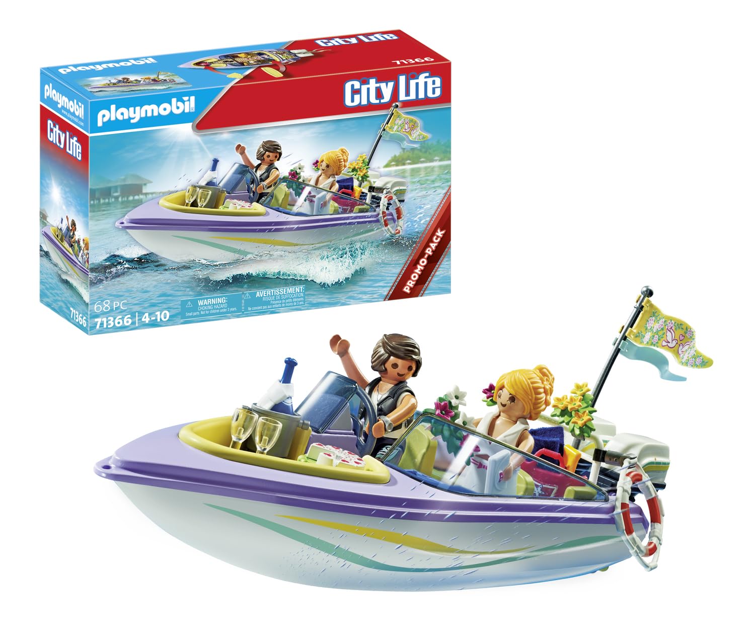 Playmobil 71366 City Life Honeymoon Speedboat Trip Promo Pack, romantic trip by boat, wonderful honeymoon after dream wedding, fun imaginative role-play, playset suitable for children ages 4+ — image 1