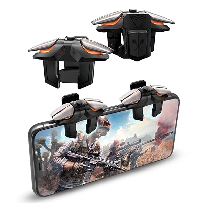 Newseego for Mobile Game Controller, Sensitive Mobile Gaming Trigger Shooter with Six-Finger Linkage for iPhone & Android, Controller Joysticks Aim Trigger Keys for Survival Rules