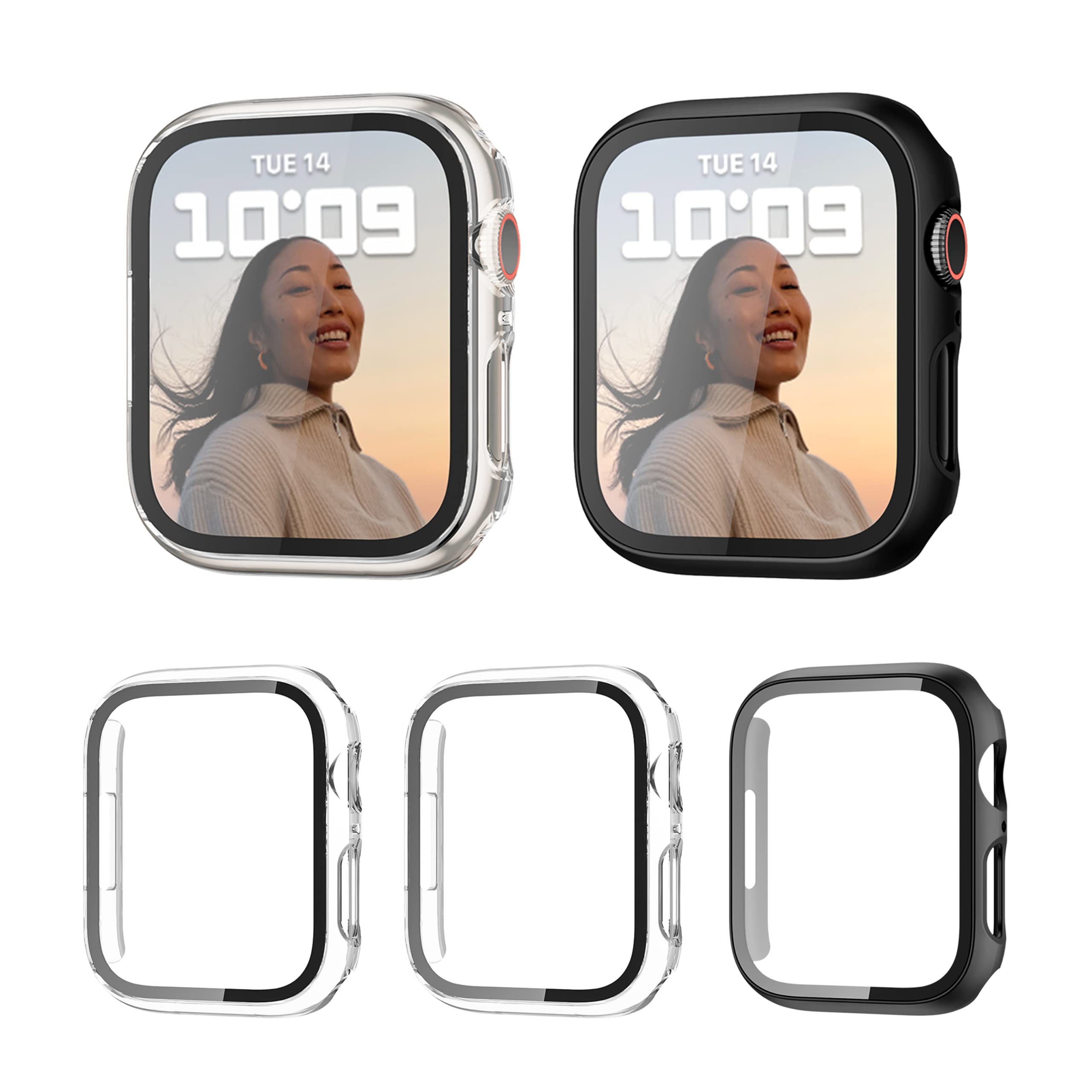 Haojavo Protective Case Compatible with Apple Watch Series 7 8 41 mm, Pack of 3 Case 2 in 1 Case Hard Protection and HD Tempered Screen Protector Accessories for Watch7 41 mm Smartwatch Case for Men