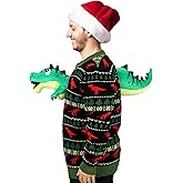 Liitrsh 3D Christmas Dinosaur Adult Ugly Sweater Xmas Funny Long Sleeve Knit Sweater for Men Women Holiday Party