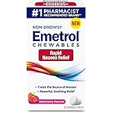 Emetrol Chewable Non-Drowsy Nausea Relief, 60 Tablets | Medicine for Upset Stomach, Nausea Relief, Powerful, Soothing Relief, Mixed Berry Flavor