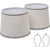 Drum Lampshades Set of 2, Fabric Lampshades for Table & Floor Lamps, Medium Size 13