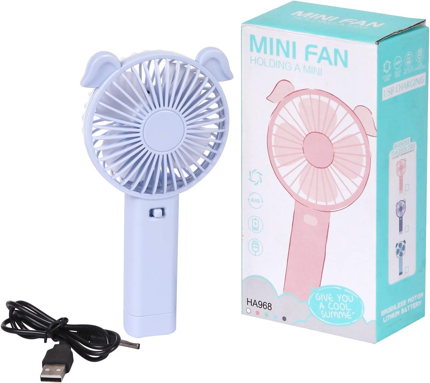 TWONE Portable Handheld Fan with Torch Speed Strong Wind Mini USB