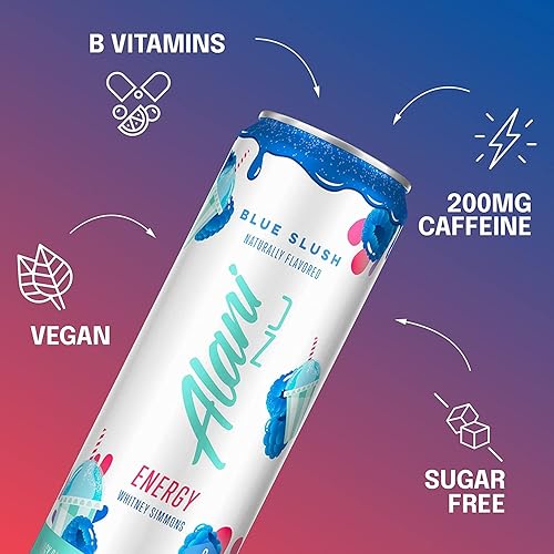 Alani Blue Slush Sugar Free Energy Drinks 12 Fl Oz Cans (Pack Of