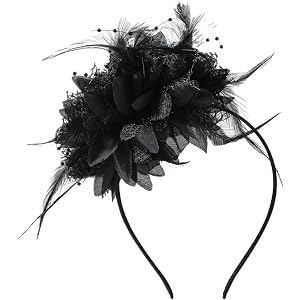 Womens Fascinators Hats Tea Party Feather Pearl Headband for Women, Wedding Cocktail Dresses Accessories