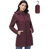MIDNIGHTSUN Women’s Packable Puffer Jacket Lightweight Puffer Coat Mid-length Hooded Warm Winter Puffy Jacket