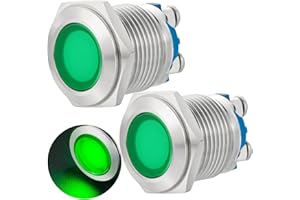 ZGSZJHF (2 Pcs) Signal Light 16mm 5/8" Indicator Light LED 12V/24V DC/AC Pilot Lamp Waterproof IP67 Metal Stainless Steel 304 Screw Pin