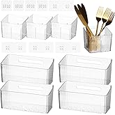 yeesport 8 PCS Cabinet Door Organizer Bins, Clear Plastic Wall Mount Hanging Storage Baskets with Adhesive Hooks, Bathroom Fridge Kitchen Pantry Under Sink Drawer Organizer with Drain Holes
