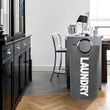 DOKEHOM 90L Large Collapsible Laundry Basket Freestanding Tall Hamper Dark Grey view 9