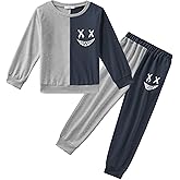 Arshiner Boys Cartoon Face Print Two Tone Crewneck Sweatshirt and Pants Set Tracksuits Outfits Size (2T - 7-8)