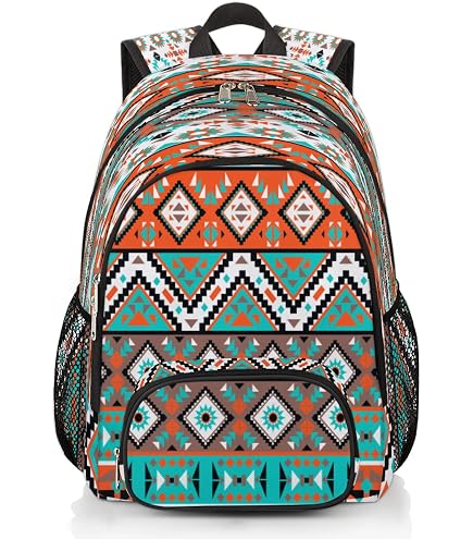aztec print laptop backpack ALAZA Dark Color Ethnic Abstract Geometric Daypack Work Travel College Bag for Men Women Fits 15.6 Inch Laptop : Electronics Rod Rack 2