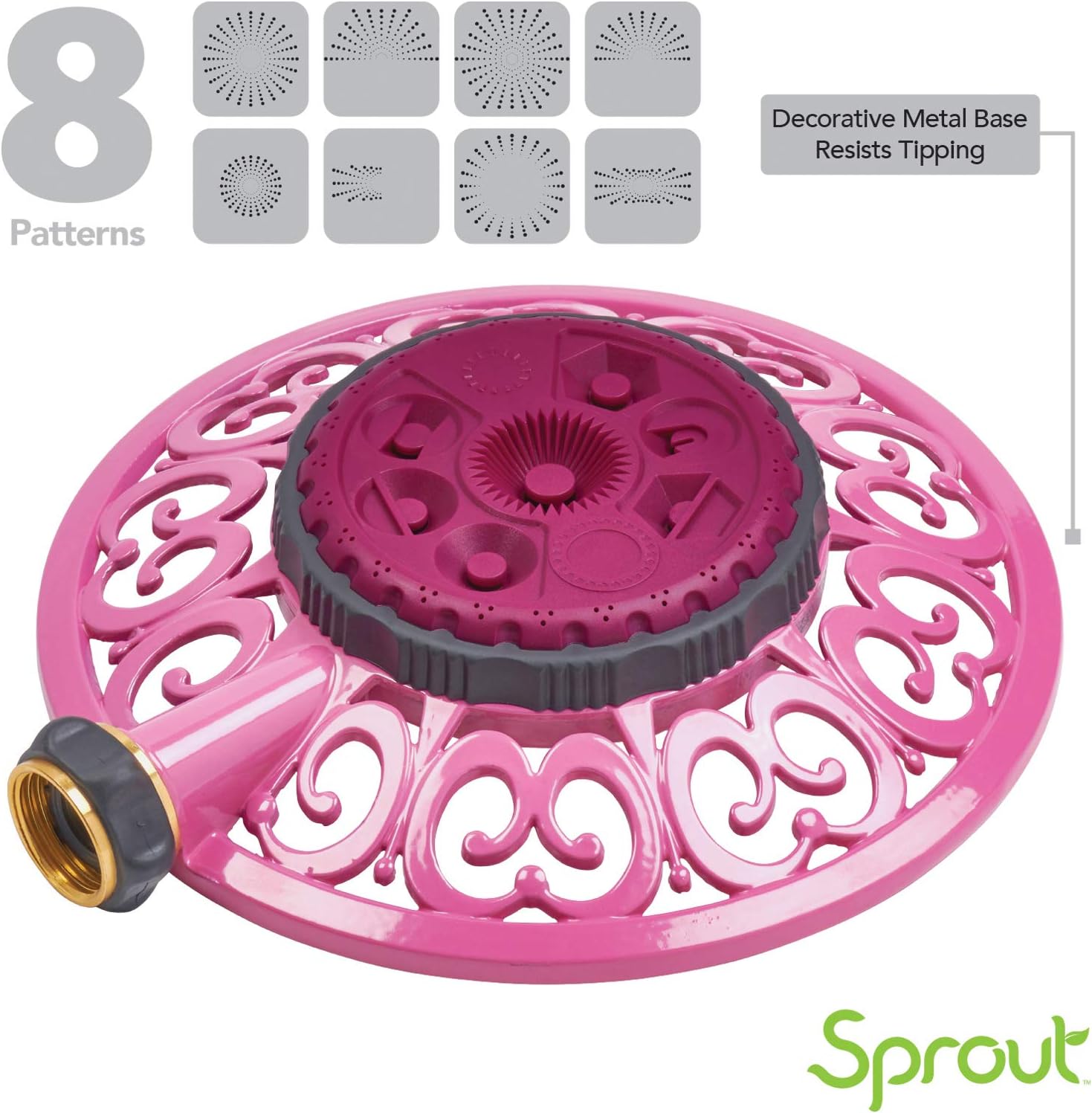 Sprout 65100-AMZ Metal 8-Pattern Sprinkler and QuickConnect Product Adapter  Bundle, Raspberry Red : Garden & Outdoor