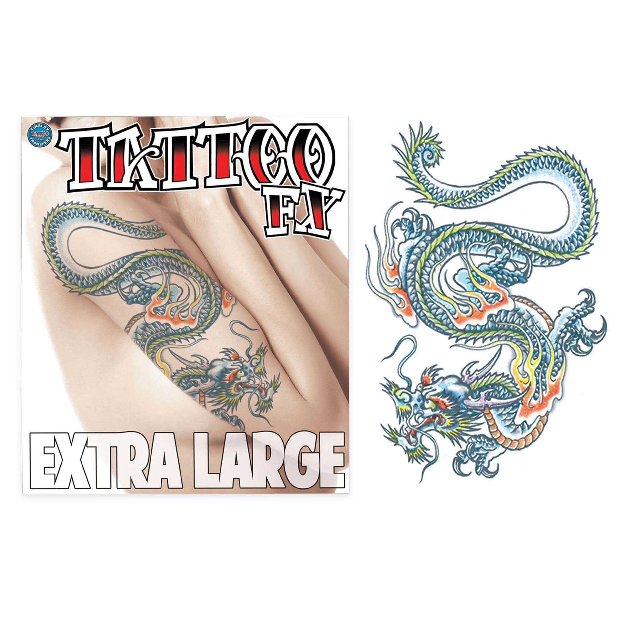Epic Armoury MW-130033 XL Dragon Temporary Tattoo Transfer, Unisex Adult, One Size