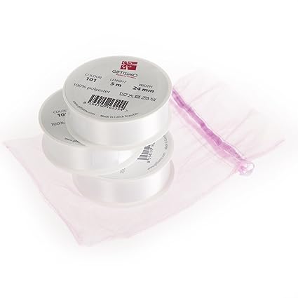 Giftisimo Luxuriöses Satinband weiß (5m X 24mm), 3 Stücke