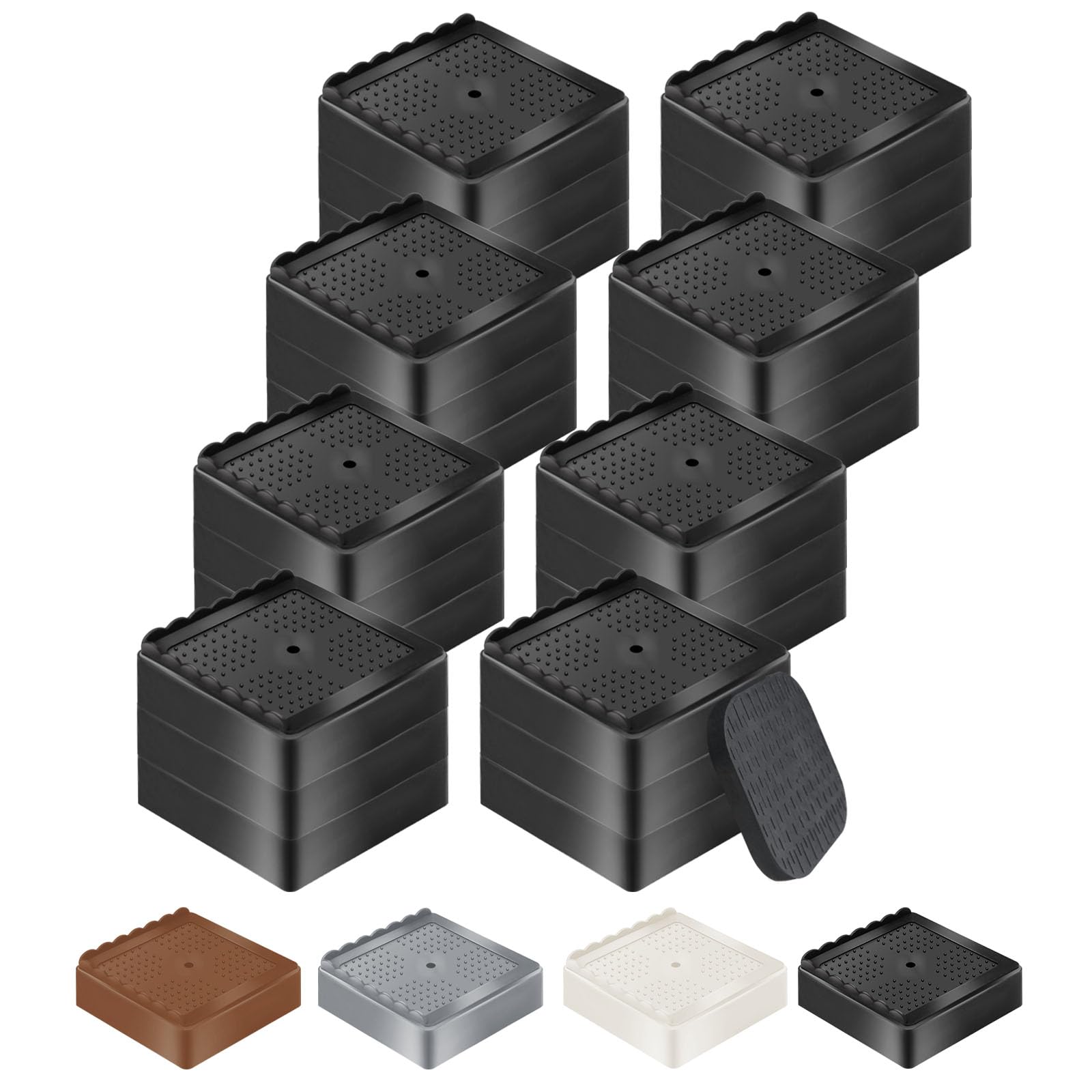 Photo 1 of Furniture Bed Risers Heavy Duty 1 inch, 2 inch, 3 inch, 4 inch, L Shaped Adjustable Bed Lifts Riser for Desk Legs Table Couch Sofa Chair Refrigerator Washing Machine (1+1+1 Inch, Black, 8 Pack )