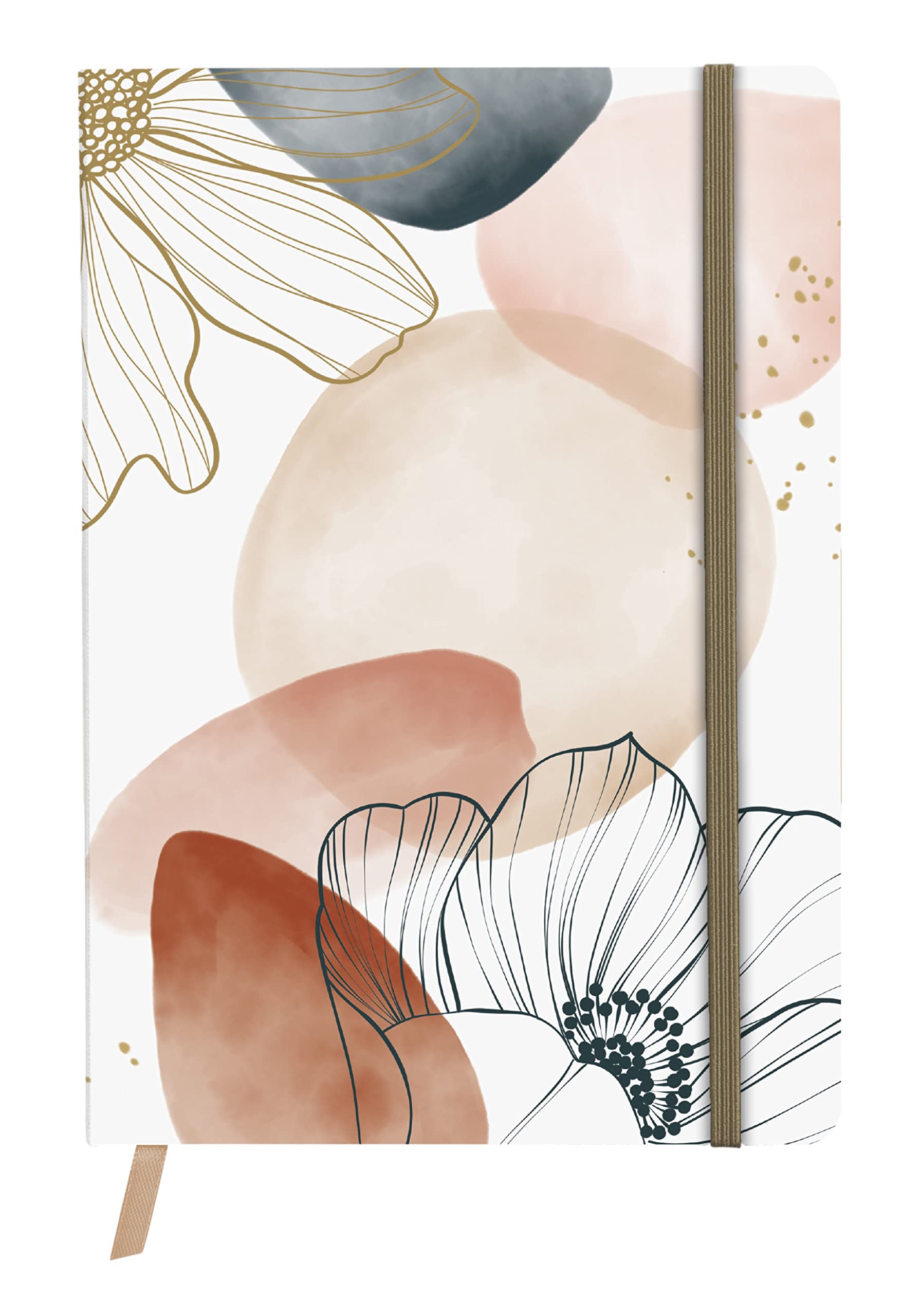 Clairefontaine 115966C - Day-to-Day Journal A5 14,8x21cm 192 Pages Dot Geometrical/Floral/Mountain Pocket Bookmark Elastic Evanescence Collection Ast Delivery