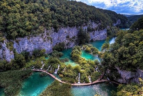 Amazon Co Jp プリトヴィツェ湖群国立公園クロアチア壁紙 自然壁紙 キャンバス ステッカー 印刷 壁紙ポスター はがせるシール式 写真 特大 絵画 壁飾り1cmx80cm ホーム キッチン