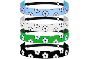 APLZGMG 4 Pieces Elastic Soccer Headbands for Girls, Adjustable Non-Slip Soccer Headband Soccer Team Hairbands Gifts Soccer Hair Accessories for Girls (Black, White, Green, Light Blue)