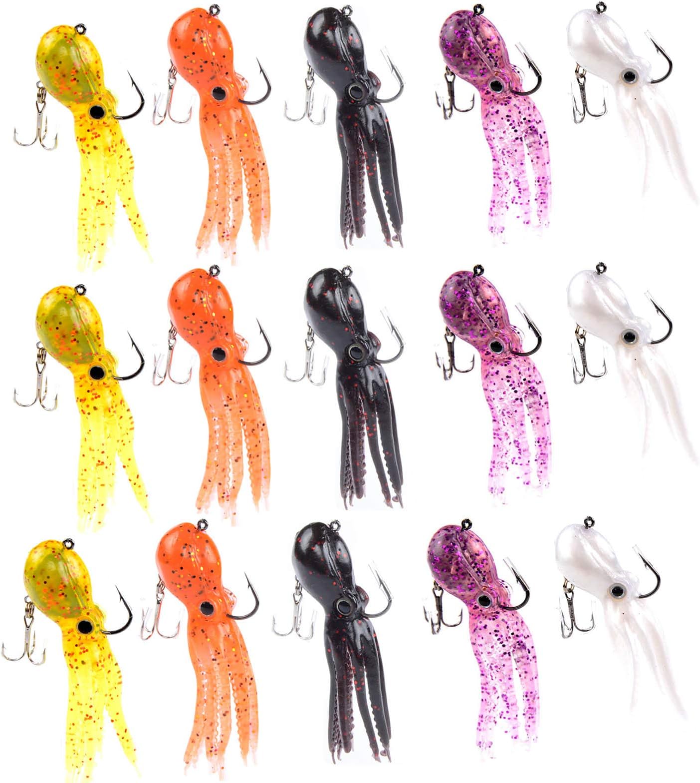 East Rain Artficial Octopus Swimbait with Skirt Tail Lingcod Rockfish Jigs for Saltwater Fishing Big Game (PVC,3.54/7.87/9.45inch,0.81/6.35/9.88oz,Mulit-Colors Option)
