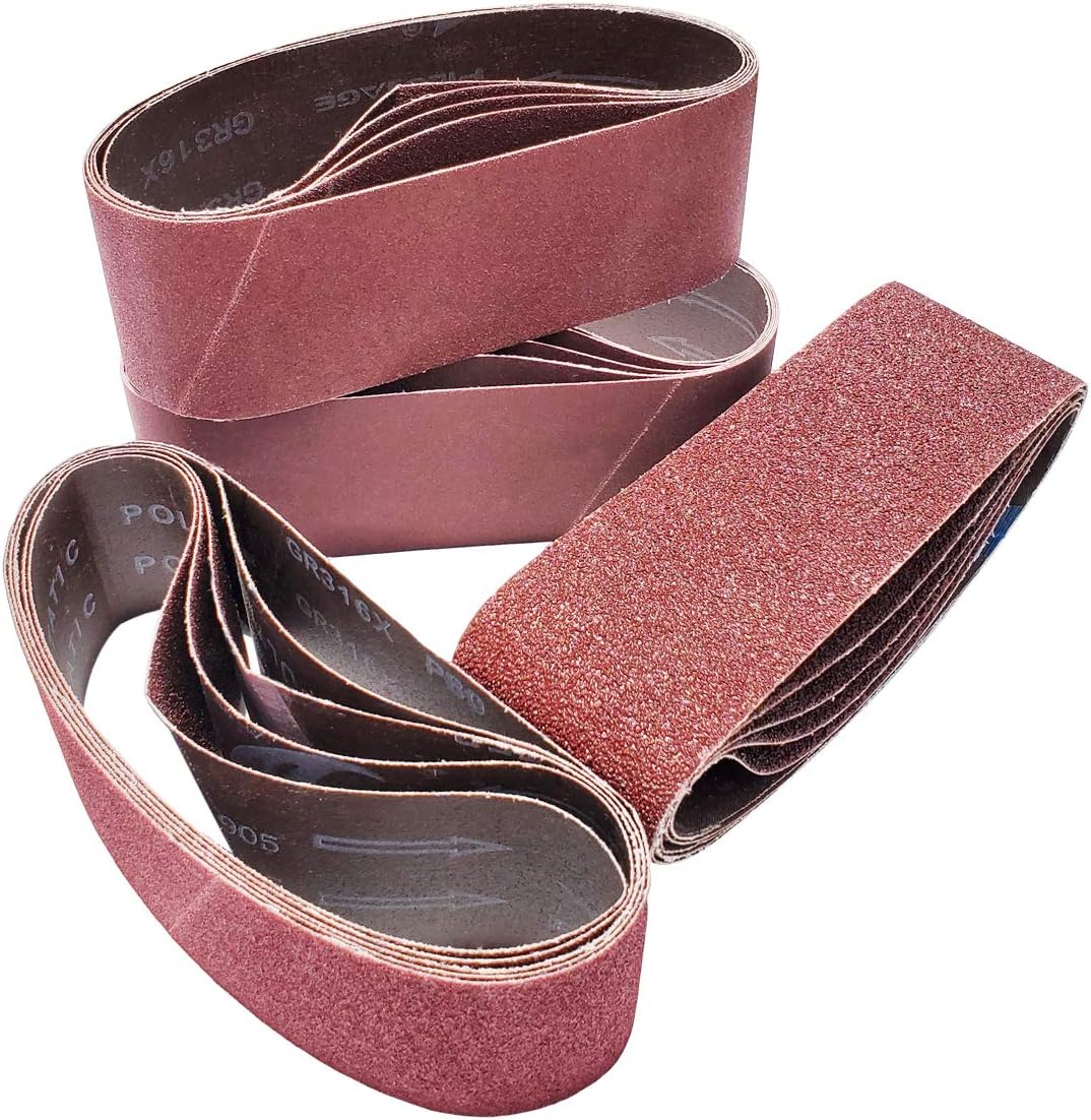 Sackorange 20 PCS 3 inch x 21 inch Abrasive Sanding Belts - 5 Each of 40 80 120 240 Grit Aluminum Oxide Sanding Belts For Belt sander (3 x 21 inch) - - 