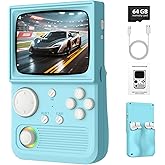 R36T Retro Handheld Game Console, Portable Retro Gaming Console with 3.5” CRT-Inspired Screen, 3500mAh Arcade Classics, Supports Multiple Mainstream Emulators, WiFi Network Battling, 64GB (Blue)
