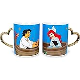 Silver Buffalo Disney The Little Mermaid Boat Scene 2 Pack Ceramic Mug Featuring Ariel, Eric, and Sebastian, 14 Ounces