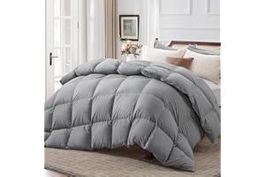 Globon Ultra-Soft Down Feather Comforter Twin Size,Luxurious Fluffy Hotel Collection Duvet Insert for All Season,Noiseless Shell,700 Filling Power,Medium Weight with Corner Tabs,Grey