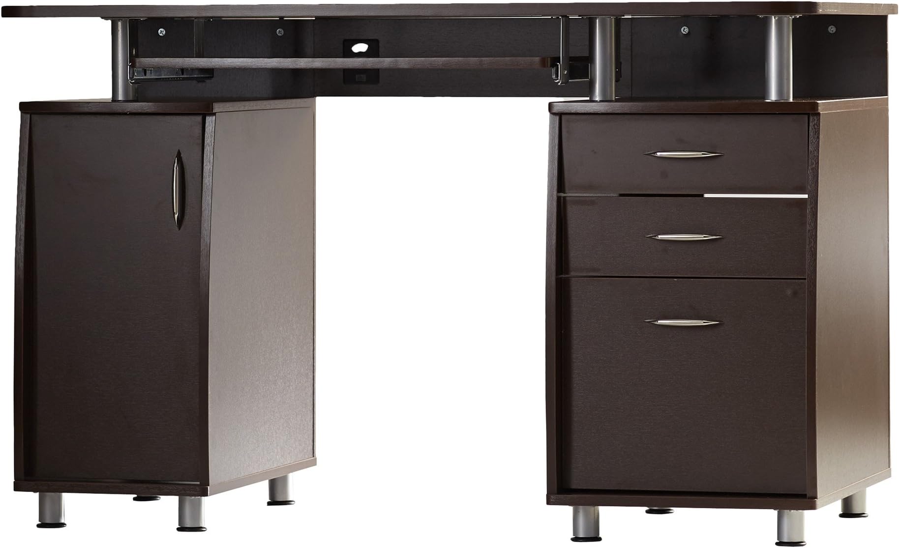 Harris Rectangular Computer Desk with 3 Drawers and File Cabinet Made w/Manufactured Wood and Metal 30'' H x 48'' W x 24'' D in.|Chocolate