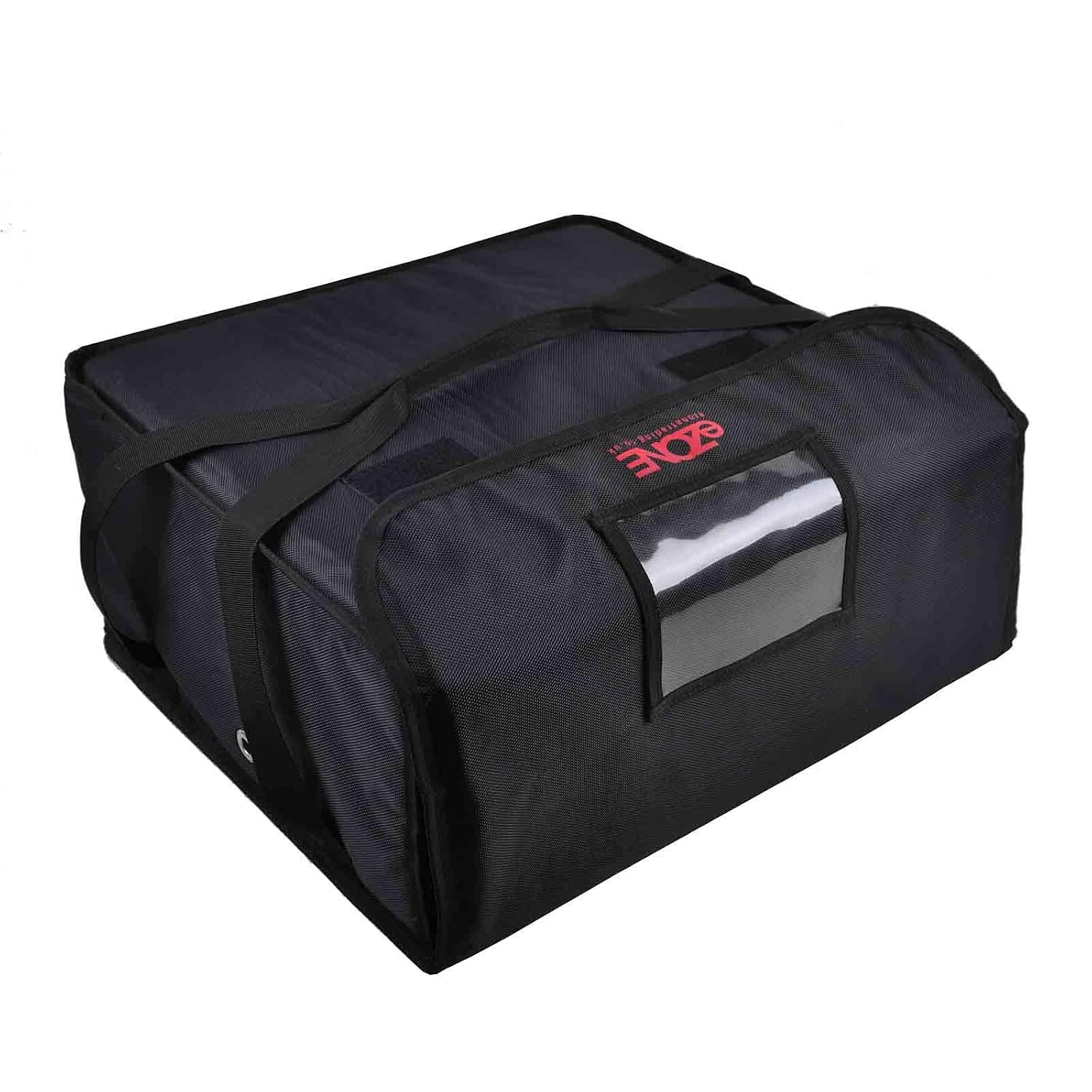 eZone Pizza Delivery Bag 18x18x8.5” (Holds 4x16” Box) Black Fully Insulated for Takeaway, 45.7 cm x 45.7 cm x 21.6 cm