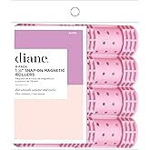 Diane Snap-On Vented Hair Rollers with Built-In Clip, 1-1/8", 8-Pack | Blowout Curlers for Fast Drying, Smooth Curls &amp; Volume, Gentle Clip-Free Hold, Pink Hair Rollers for Women