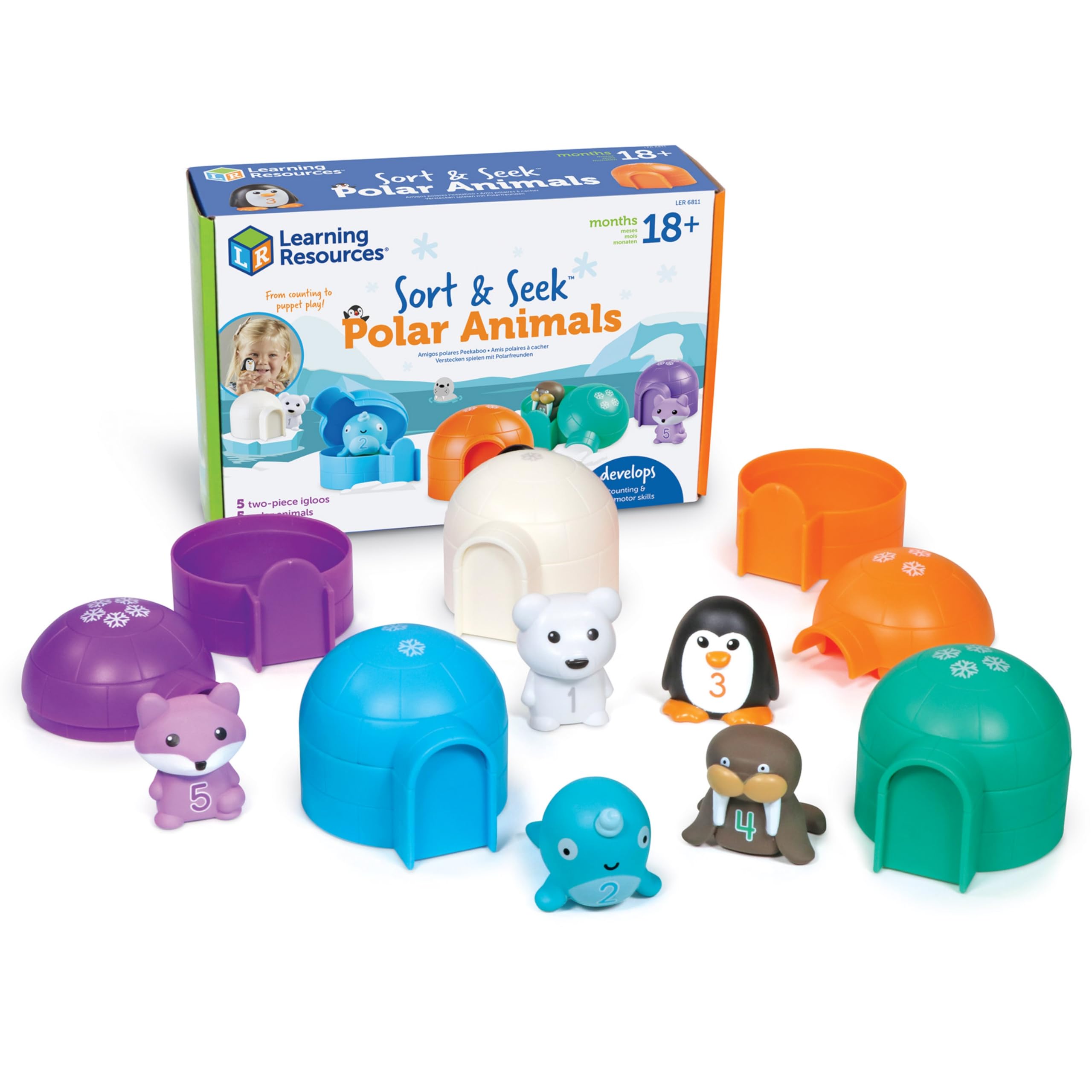 Learning Resources Sort & Seek Polar Animals, Toddler Activities, Educational Toys, Educational Toy Set Colour, Teaching Toys, 15 Pieces, Age 18 Months+, Multicolor (LER6811)