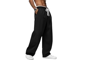 August Alley Men's Baggy Sweatpants Elastic Waist Drawstring Cotton Lounge Pants with Pockets Wide Leg Uncuffed Track Pants