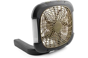 O2COOL Treva 10 Inch Portable Fan with LED Lights - Battery Powered 2-Speed Camping Fan for Outdoors, AC Adapter Port for Home, Office Desk - Energy Efficient Blade - Carry Handle for Easy Travel