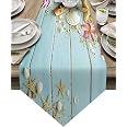 Cotton Linen Table Runner 72 Inches Long - Blue & White Stripes, Farmhouse Style For Dining, Wedding, Parties