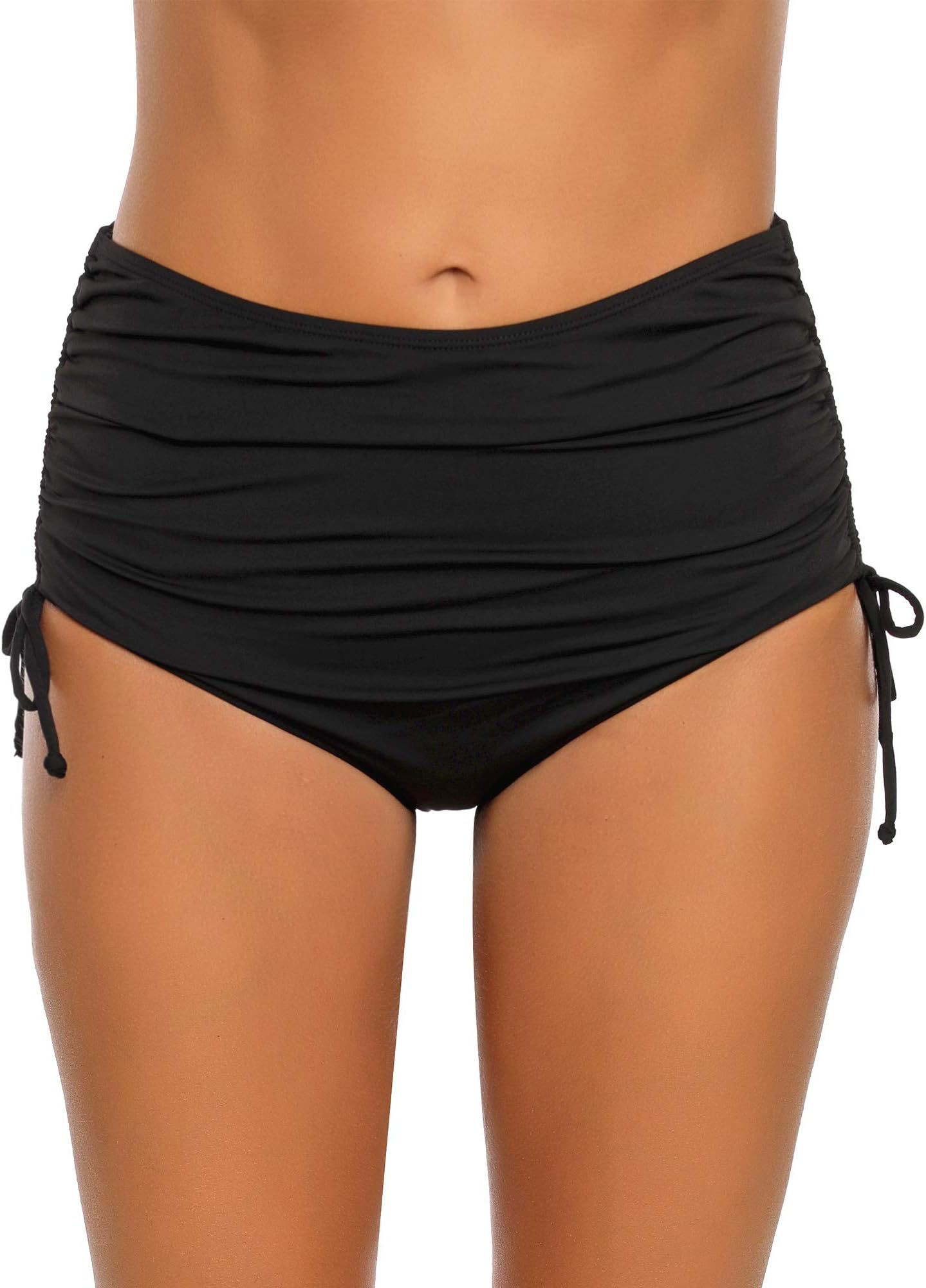 Luyeess Women's High Waisted Swim Skirt Ruched Bikini Tankini Swim Bottom with Brief