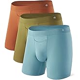 DAVID ARCHY Men’s Boxer Briefs with Covered Waistband & Fly, Breathable Underwear, Moisture-Wicking, 3-Pack