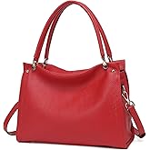 KOGTLA Women's Genuine Leather Purses with Detachable Satchel Strap, Ladies Tote Bag Handbags Top-Handle Shoulder Hobo Bags