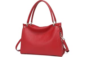 KOGTLA Women's Genuine Leather Purses with Detachable Satchel Strap, Ladies Tote Bag Handbags Top-Handle Shoulder Hobo Bags