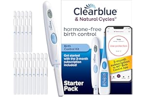 Clearblue & Natural Cycles Hormone-Free Birth Control Kit Starter Pack, 3 Month Subscription to The Natural Cycles app, 15 Digital Ovulation Tests, 1 Digital Basal Thermometer