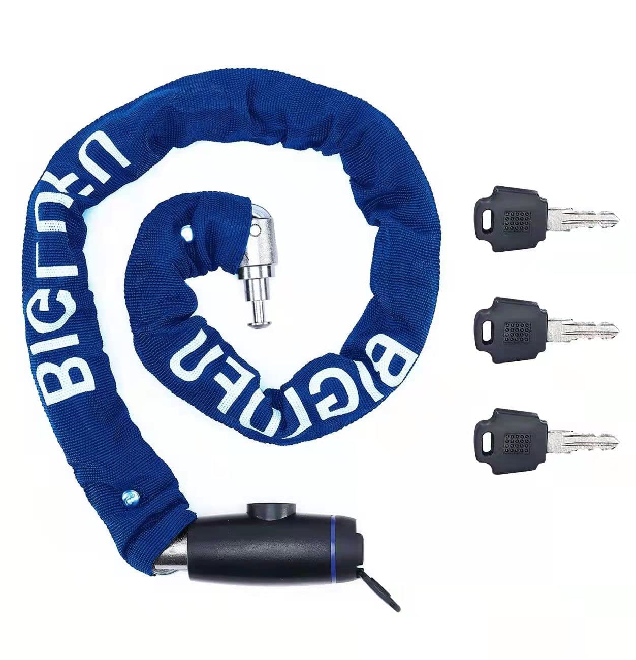 BIGLUFU Bike Chain Lock, 3ft Length Bicycle Lock with 3 Keys, 9mm Thick Chain Locks High Security, Anti-Theft Heavy Duty Bike Locks for Cycle, Motorcycle, Door, Gate, Fence, Scooter (Blue)