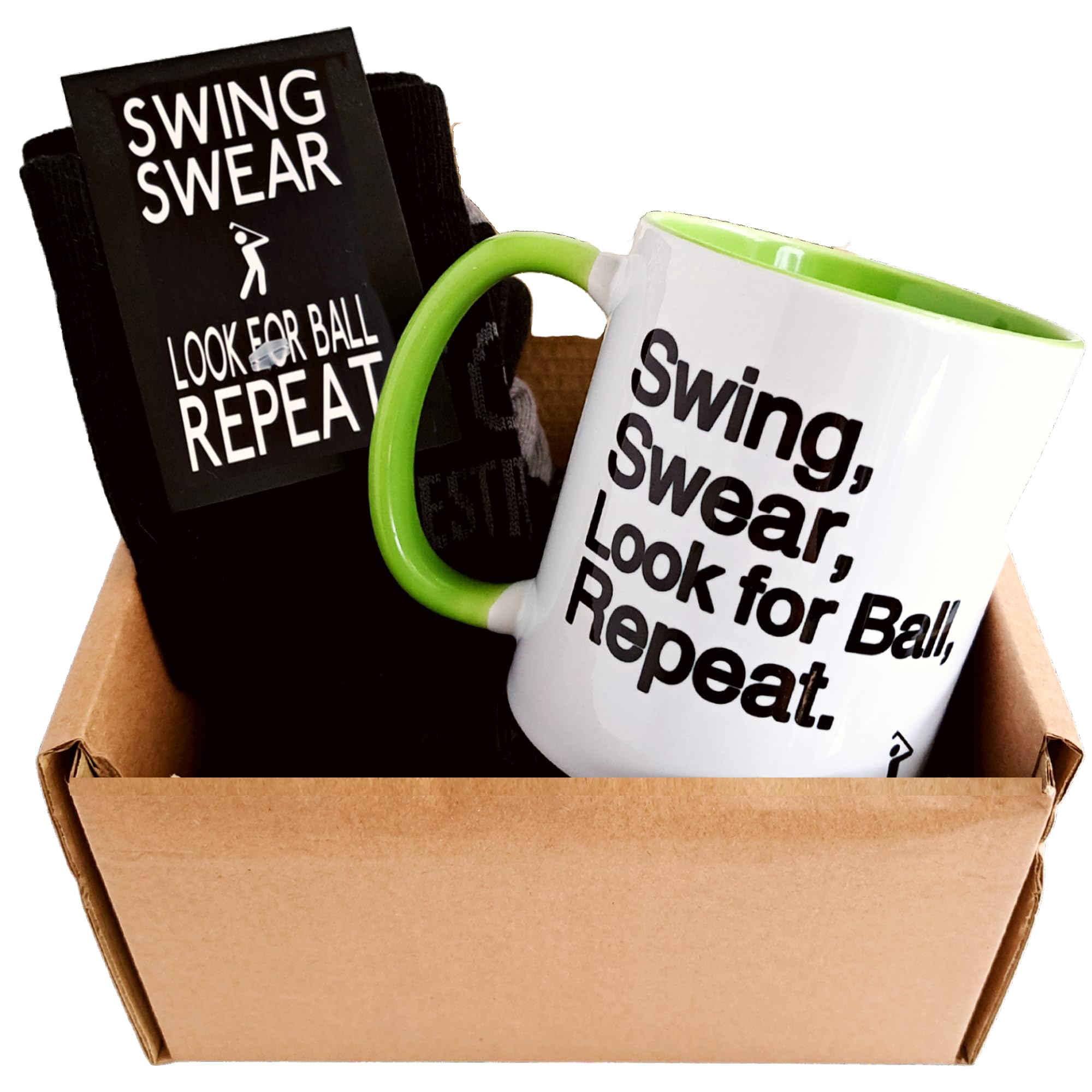 Worry Less Design Golf Gifts - Golf Gifts for Men - Golf Presents (Golf Socks and Mug - Gift Set 2)
