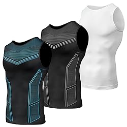 Odoland 3 Pack Men Compression Shirt, Gynecomastia