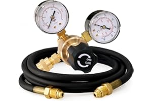TIANLYLIN Argon CO2 Regulators Gauges Gas Welding Regulator with 6.6Ft Hose for MIG and TIG, 0-4000 PSI, CGA580 Inlet Connection